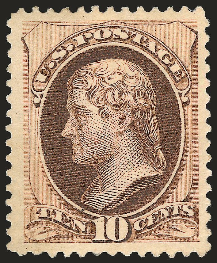 US Stamp Prices Scott Catalog #187 - 1879 10c Jefferson. Robert Siegel Auction Galleries, Dec 2008, Sale 967, Lot 4301
