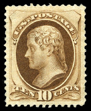 Prices of US Stamp Scott Catalogue 187 - 10c 1879 Jefferson. Matthew Bennett International, Mar 2012, Sale 344, Lot 4385