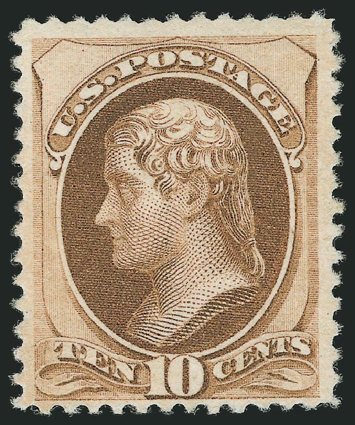 US Stamps Value Scott Catalogue # 187: 10c 1879 Jefferson. Robert Siegel Auction Galleries, Mar 2014, Sale 1067, Lot 1175