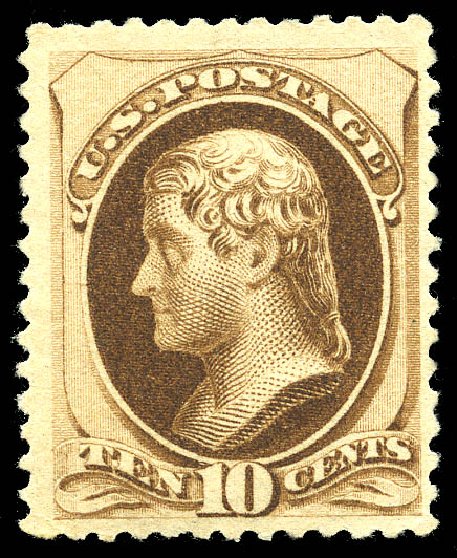 Price of US Stamps Scott Catalog 187 - 1879 10c Jefferson. Matthew Bennett International, May 2014, Sale 350, Lot 302