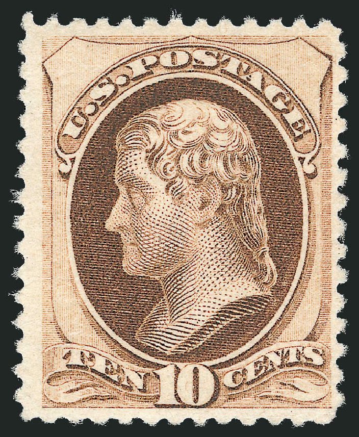 Values of US Stamp Scott Catalogue # 187: 1879 10c Jefferson. Robert Siegel Auction Galleries, Feb 2010, Sale 983, Lot 122