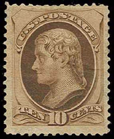 US Stamps Values Scott 187: 10c 1879 Jefferson. H.R. Harmer, Nov 2013, Sale 3004, Lot 1126