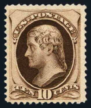 Price of US Stamp Scott Catalogue 188 - 1879 10c Jefferson. Harmer-Schau Auction Galleries, Aug 2014, Sale 102, Lot 1807