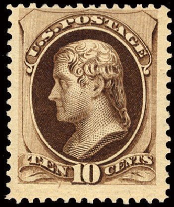 US Stamp Values Scott Cat. 188: 10c 1879 Jefferson. Cherrystone Auctions, Nov 2010, Sale 201011, Lot 118