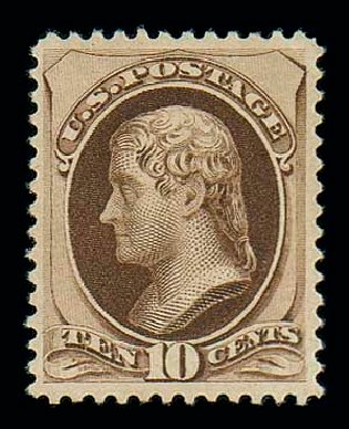 Costs of US Stamps Scott Catalog #188: 1879 10c Jefferson. Matthew Bennett International, Dec 2007, Sale 325, Lot 1660