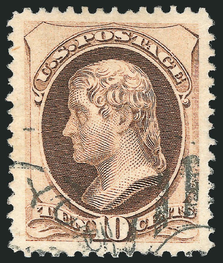 US Stamps Values Scott Catalog # 188: 1879 10c Jefferson. Robert Siegel Auction Galleries, Dec 2013, Sale 1062, Lot 400