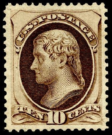 Values of US Stamp Scott Catalogue 188: 1879 10c Jefferson. Matthew Bennett International, May 2008, Sale 327, Lot 191
