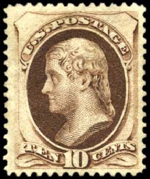 Value of US Stamp Scott Catalogue 188 - 10c 1879 Jefferson. Harmer-Schau Auction Galleries, Oct 2010, Sale 87, Lot 171
