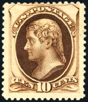 Values of US Stamp Scott Catalog 188 - 10c 1879 Jefferson. Harmer-Schau Auction Galleries, Apr 2009, Sale 81, Lot 564