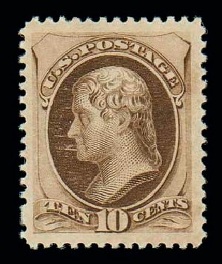 Costs of US Stamps Scott Catalogue #188 - 10c 1879 Jefferson. Matthew Bennett International, Dec 2007, Sale 324, Lot 1122