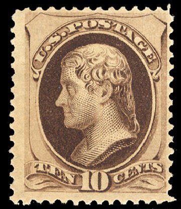 US Stamps Prices Scott Catalogue # 188 - 1879 10c Jefferson. Cherrystone Auctions, Oct 2012, Sale 201210, Lot 102