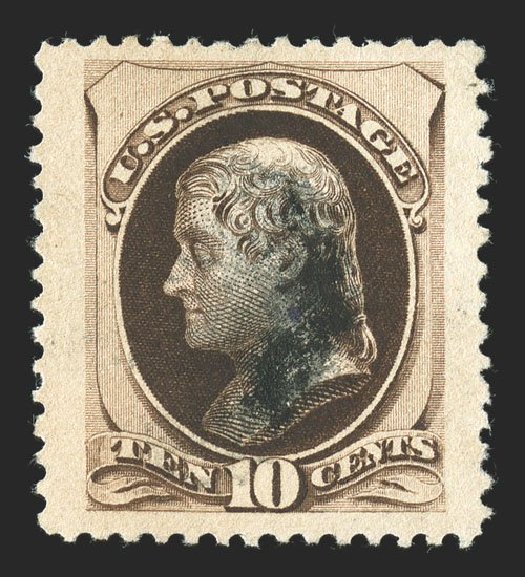 US Stamp Values Scott Cat. # 188: 10c 1879 Jefferson. Spink Shreves Galleries, Nov 2012, Sale 141, Lot 92