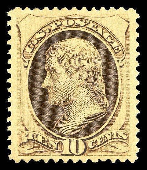 Value of US Stamp Scott Cat. 188: 10c 1879 Jefferson. Matthew Bennett International, Sep 2012, Sale 345, Lot 223