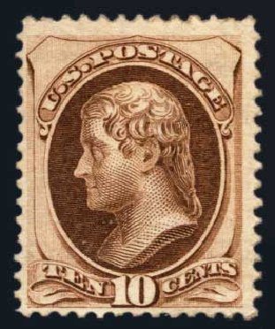 Value of US Stamp Scott Catalog #188: 10c 1879 Jefferson. Harmer-Schau Auction Galleries, Aug 2014, Sale 102, Lot 1806