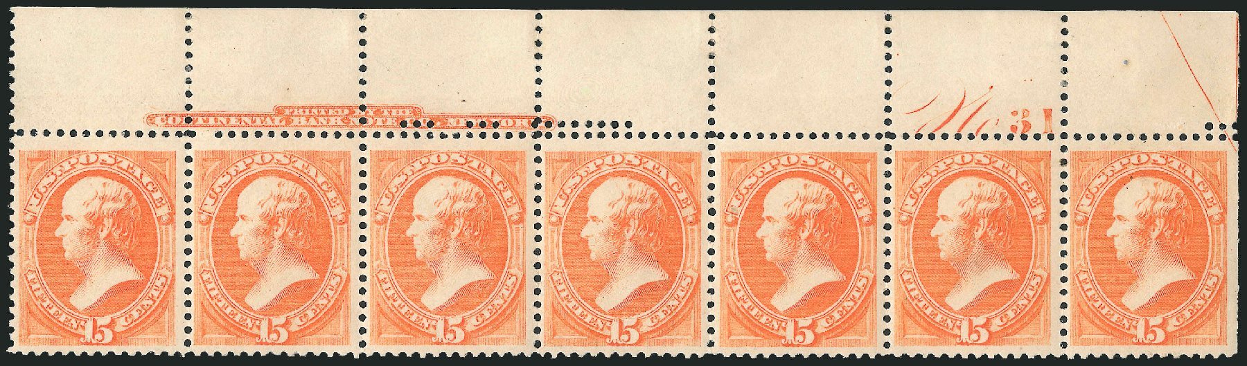 US Stamp Value Scott Catalogue # 189 - 1879 15c Webster. Robert Siegel Auction Galleries, Mar 2014, Sale 1067, Lot 1177