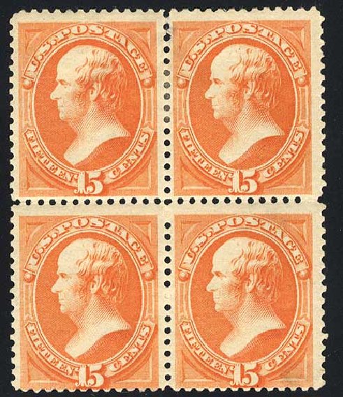 US Stamp Values Scott Catalog # 189 - 1879 15c Webster. Cherrystone Auctions, Jul 2008, Sale 200807, Lot 34