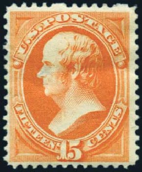 US Stamps Value Scott 189 - 1879 15c Webster. Harmer-Schau Auction Galleries, Oct 2009, Sale 83, Lot 375