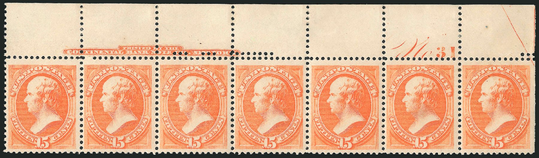 US Stamp Value Scott Cat. # 189 - 15c 1879 Webster. Robert Siegel Auction Galleries, Mar 2012, Sale 1021, Lot 415