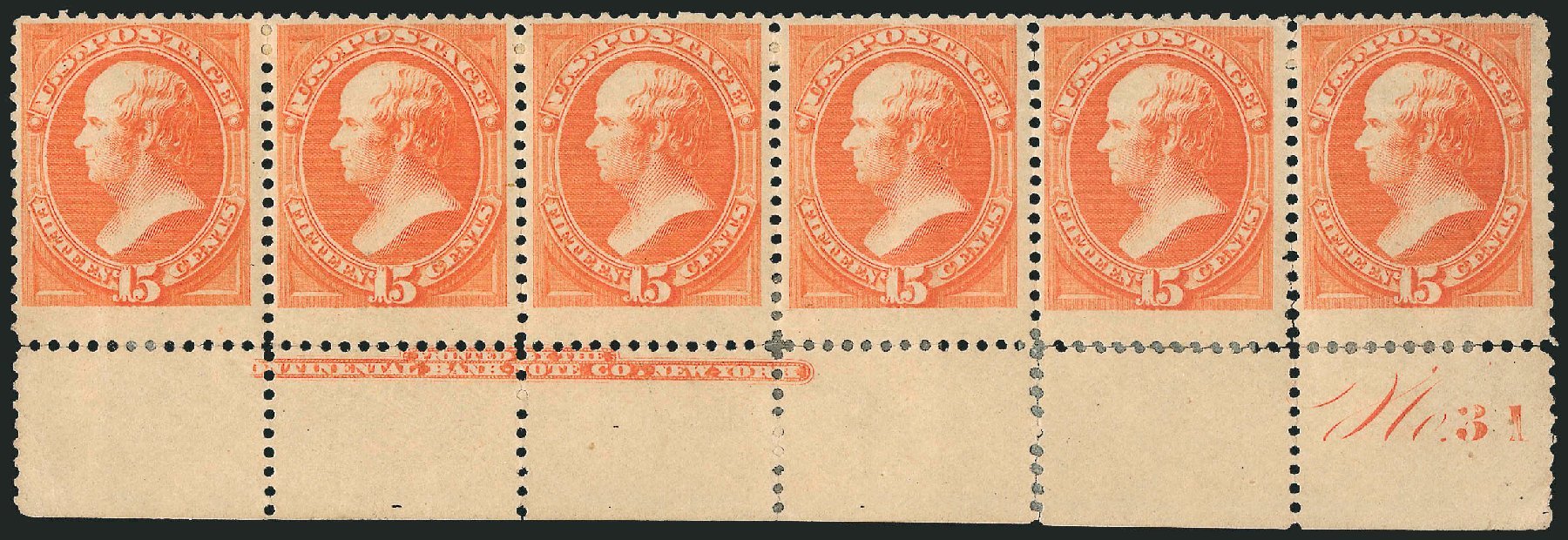 US Stamps Price Scott Catalogue # 189 - 15c 1879 Webster. Robert Siegel Auction Galleries, Nov 2014, Sale 1084, Lot 3455