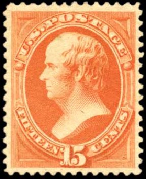 US Stamps Value Scott Cat. # 189 - 1879 15c Webster. Harmer-Schau Auction Galleries, Oct 2010, Sale 87, Lot 172