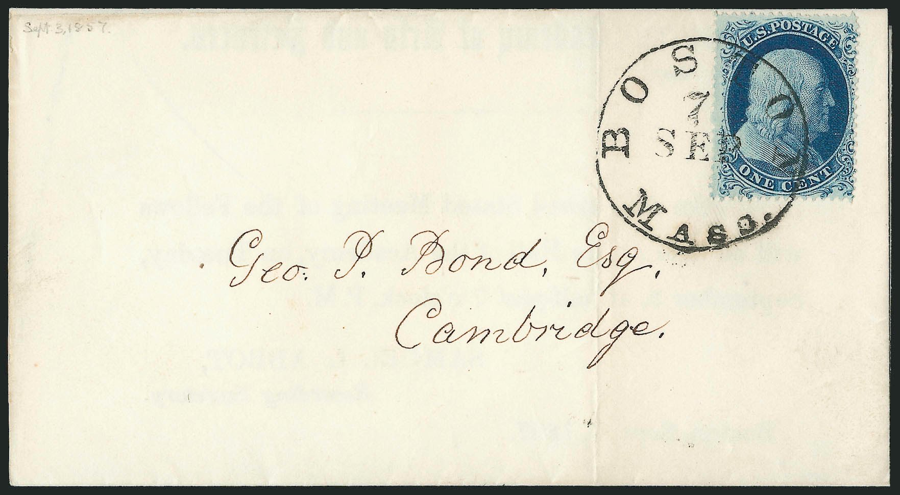 Values of US Stamps Scott 19 - 1857 1c Franklin. Robert Siegel Auction Galleries, Jun 2012, Sale 1025, Lot 87