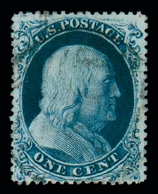 US Stamp Price Scott 19: 1857 1c Franklin. Matthew Bennett International, Oct 2007, Sale 320, Lot 378