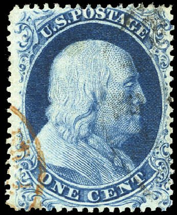 Value of US Stamps Scott Catalogue # 19 - 1c 1857 Franklin. Matthew Bennett International, Sep 2011, Sale 338, Lot 1699
