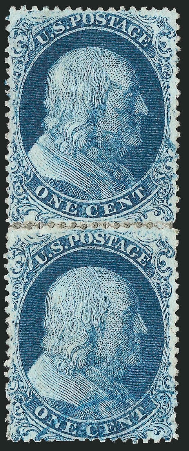 US Stamps Values Scott Cat. #19: 1857 1c Franklin. Robert Siegel Auction Galleries, Mar 2011, Sale 1006, Lot 1110