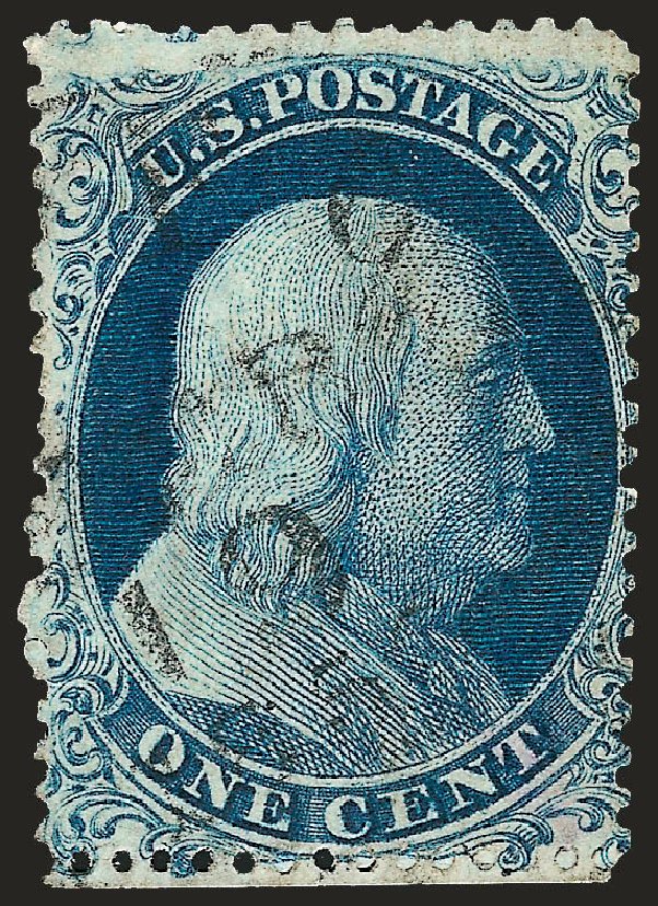 US Stamp Values Scott Cat. # 19 - 1c 1857 Franklin. Robert Siegel Auction Galleries, Sep 2008, Sale 962, Lot 2260