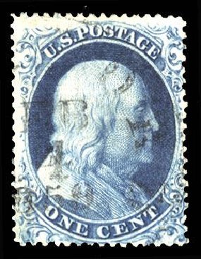 US Stamps Value Scott # 19 - 1857 1c Franklin. Cherrystone Auctions, Mar 2008, Sale 200803, Lot 65