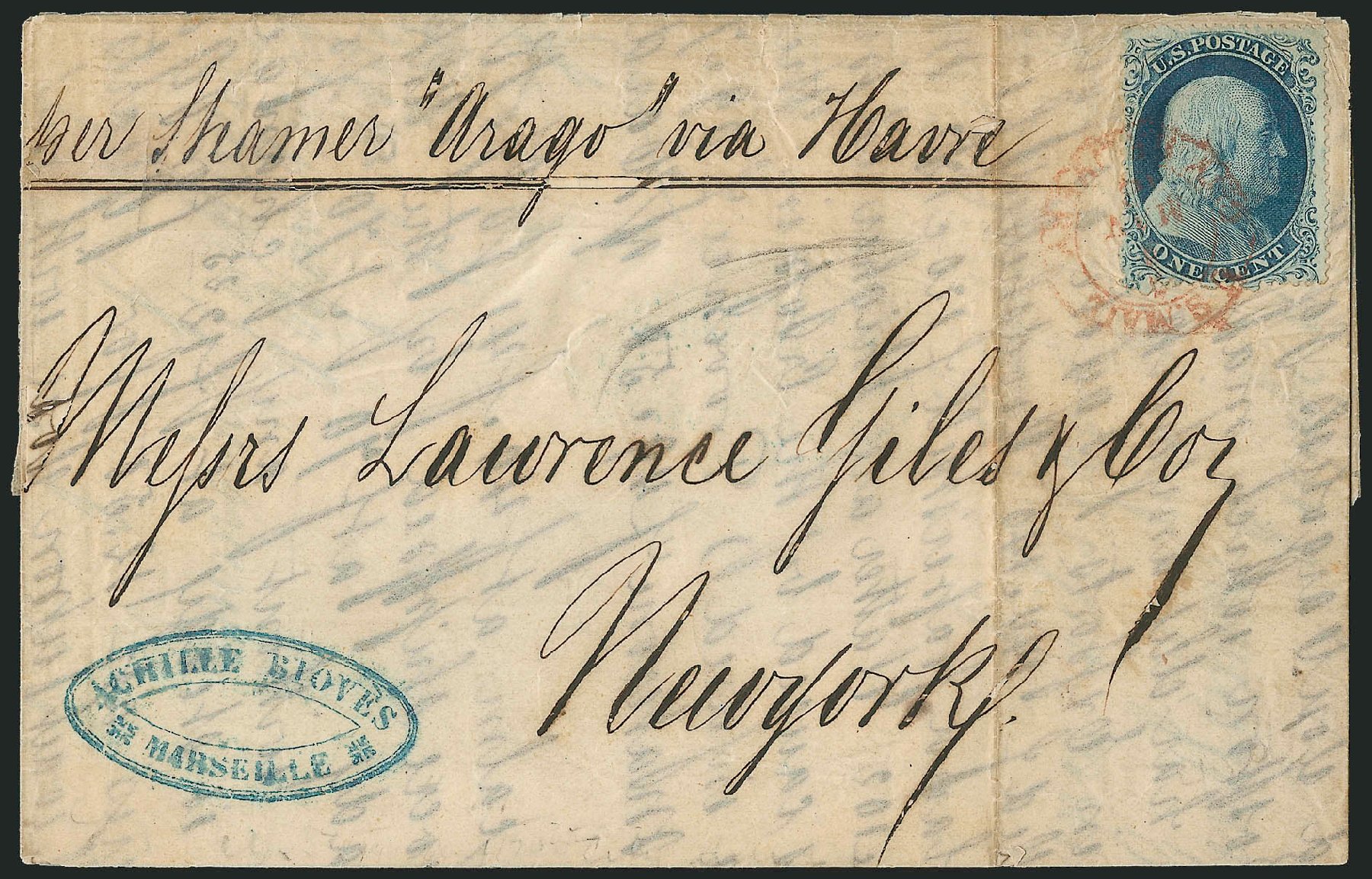 US Stamps Values Scott 19 - 1c 1857 Franklin. Robert Siegel Auction Galleries, Dec 2010, Sale 1002, Lot 3745