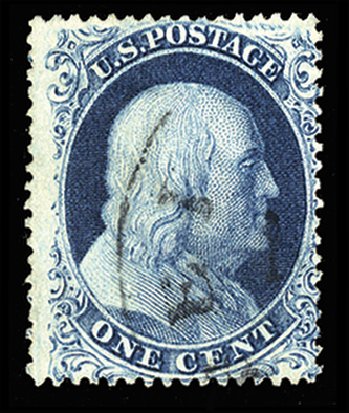 Values of US Stamp Scott 19: 1c 1857 Franklin. Cherrystone Auctions, Jun 2011, Sale 201106, Lot 13