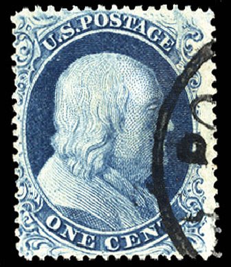 Price of US Stamp Scott Cat. 19: 1857 1c Franklin. Cherrystone Auctions, Jul 2013, Sale 201307, Lot 13