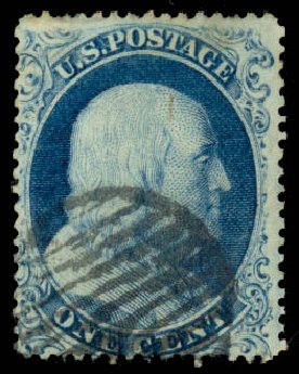 Costs of US Stamp Scott Catalogue #19: 1c 1857 Franklin. Daniel Kelleher Auctions, May 2014, Sale 652, Lot 86