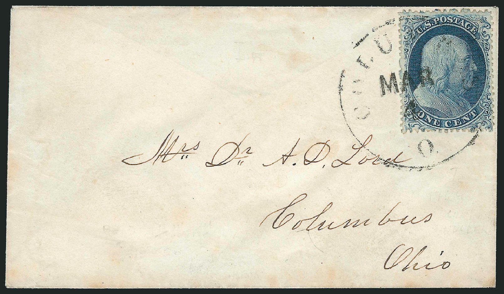 Cost of US Stamp Scott Cat. 19: 1857 1c Franklin. Robert Siegel Auction Galleries, Mar 2011, Sale 1006, Lot 1116