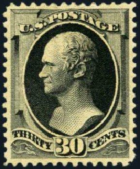 US Stamps Price Scott # 190 - 30c 1879 Hamilton. Harmer-Schau Auction Galleries, Aug 2012, Sale 94, Lot 1272