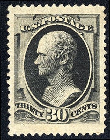 US Stamp Values Scott Cat. 190: 1879 30c Hamilton. Cherrystone Auctions, Jan 2008, Sale 200801, Lot 1133