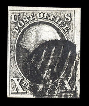 US Stamps Values Scott Catalog # 2 - 1847 10c Franklin. Cherrystone Auctions, Oct 2012, Sale 201210, Lot 7