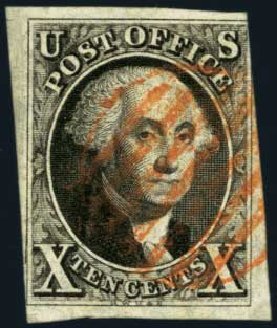 Price of US Stamp Scott Catalogue 2 - 1847 10c Franklin. Harmer-Schau Auction Galleries, Jan 2013, Sale 96, Lot 387