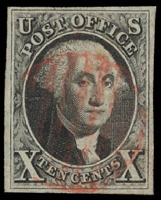 Values of US Stamps Scott Catalogue 2: 10c 1847 Franklin. Daniel Kelleher Auctions, Feb 2013, Sale 634, Lot 587