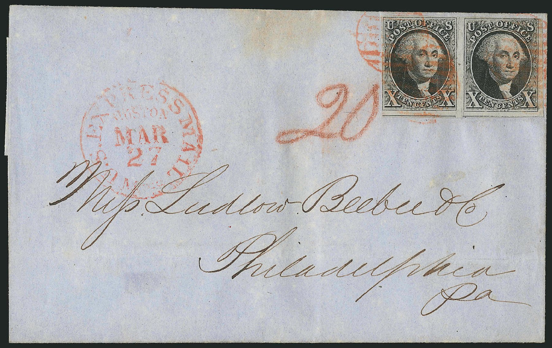 Value of US Stamps Scott Cat. 2 - 1847 10c Franklin. Robert Siegel Auction Galleries, Nov 2014, Sale 1084, Lot 3027