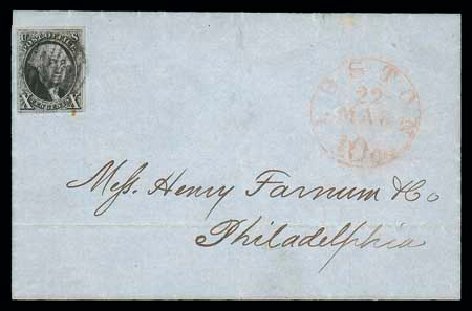 US Stamps Value Scott Cat. 2 - 1847 10c Franklin. Matthew Bennett International, Jun 2007, Sale 319, Lot 1038