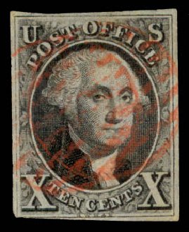 Values of US Stamp Scott Catalog 2: 10c 1847 Franklin. Daniel Kelleher Auctions, Aug 2015, Sale 672, Lot 2098