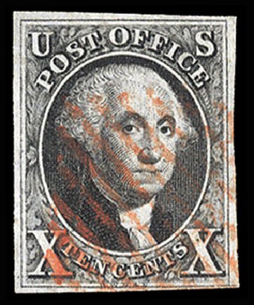 US Stamp Price Scott # 2: 1847 10c Franklin. Cherrystone Auctions, May 2013, Sale 201305, Lot 9
