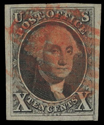 US Stamps Values Scott Catalog # 2: 1847 10c Franklin. Daniel Kelleher Auctions, Feb 2013, Sale 634, Lot 569