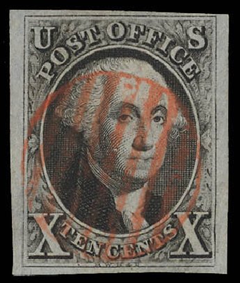 Cost of US Stamp Scott Cat. 2: 1847 10c Franklin. Daniel Kelleher Auctions, Feb 2013, Sale 634, Lot 590
