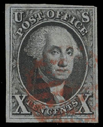 Costs of US Stamps Scott 2: 10c 1847 Franklin. Daniel Kelleher Auctions, Feb 2013, Sale 634, Lot 680
