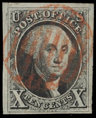 US Stamp Values Scott Catalog #2: 1847 10c Franklin. Daniel Kelleher Auctions, Feb 2013, Sale 634, Lot 690