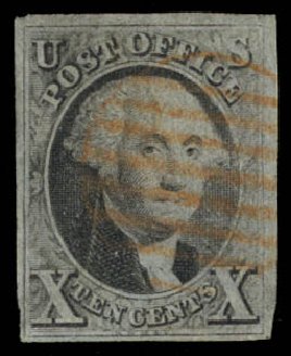 Values of US Stamp Scott Catalog 2 - 10c 1847 Franklin. Daniel Kelleher Auctions, Dec 2014, Sale 661, Lot 10