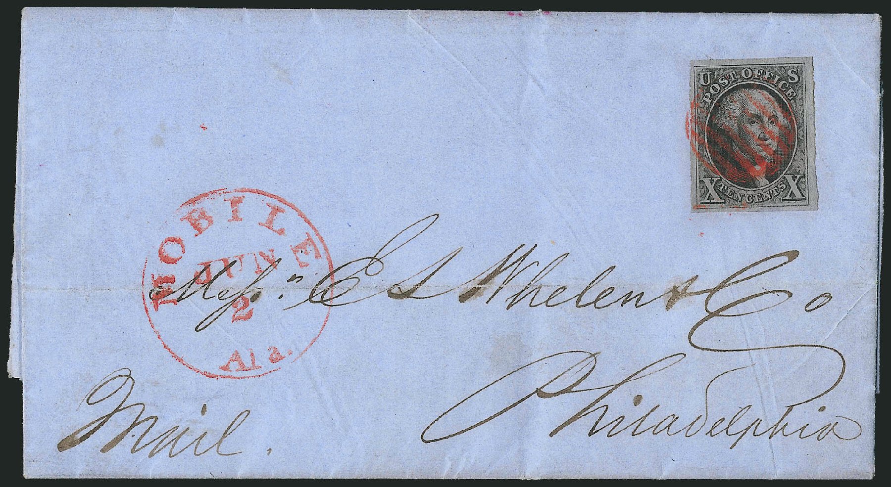 Cost of US Stamps Scott Cat. 2 - 10c 1847 Franklin. Robert Siegel Auction Galleries, Apr 2012, Sale 1023, Lot 2300